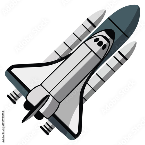 Monochrome space shuttle icon isolated on white background space symbol stock bitmap illustration perfect for rocket launch astronomy and exploration concepts
