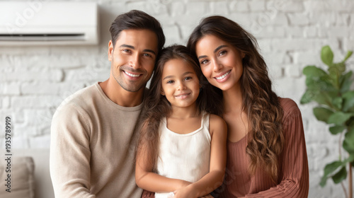 An Asian family relaxing to...