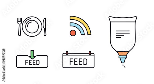 Feed Line art vector creative tone color illustration