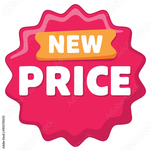 New price tag cartoon vector icon including sale label and offer badge element for promotional shopping design