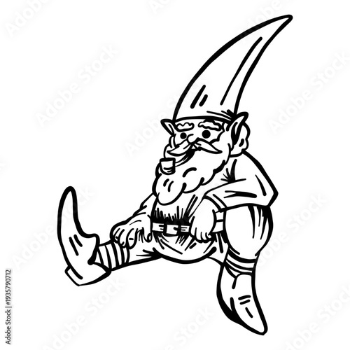 Wallpaper Mural Gnome beard dwarf cap sitting sketch Torontodigital.ca