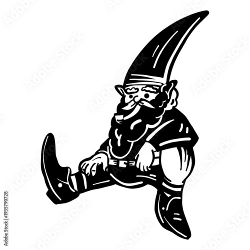 Gnome dwarf cap beard sitting stroke
