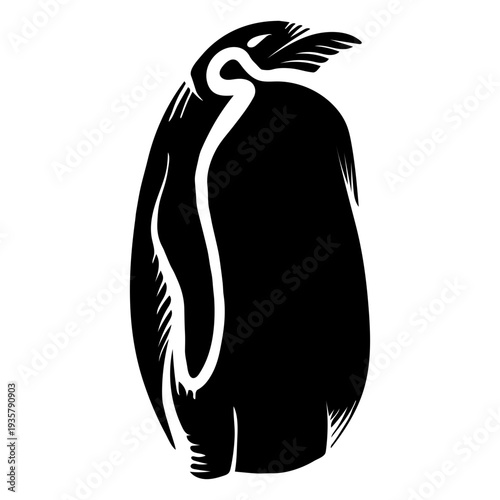 Penguin fat tattoo detailed silhouette