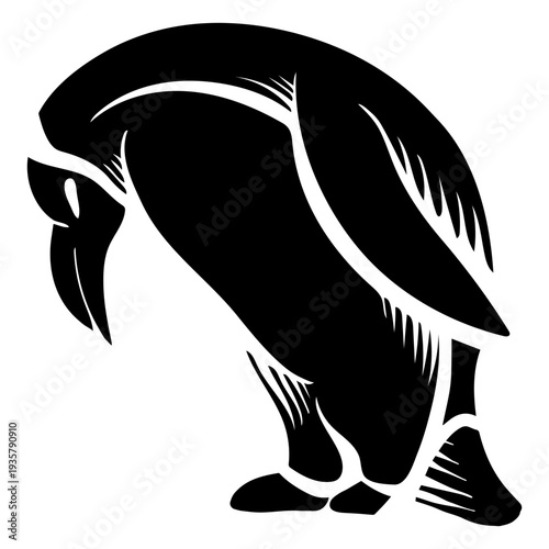 Penguin tattoo detailed silhouette