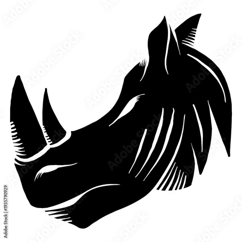 Rhino rhinoceros horn silhouette detailed tattoo