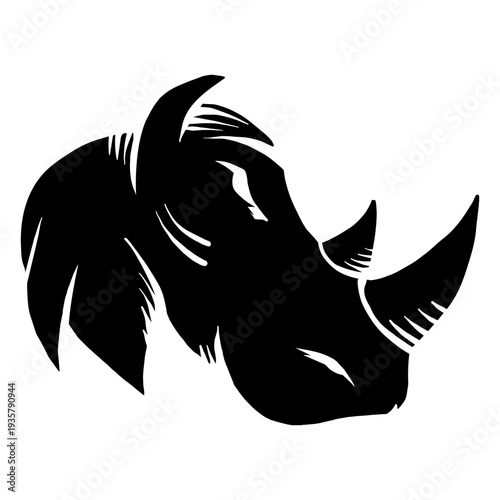Rhino rhinoceros horn silhouette tattoo detailed