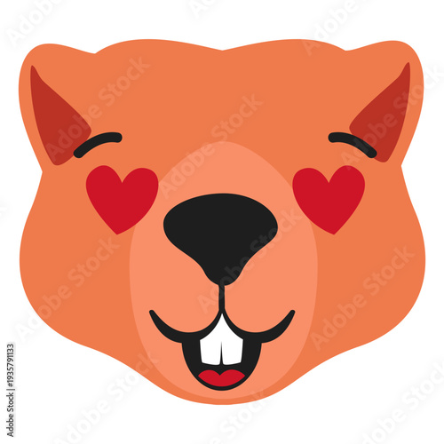 Beaver muzzle enamoured flat sticker