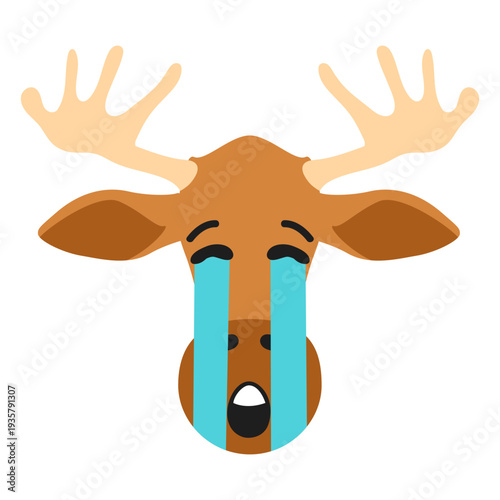 Elk moose muzzle sad flat sticker