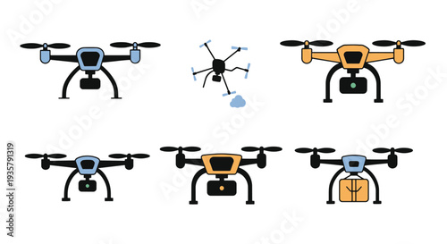 Field drone Line art vector creative soft tone