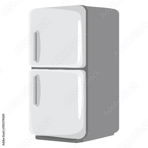 Fridge perspective isolated vector illustration design element ideal for kitchen appliance home interior food storage and modern household themes