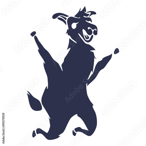 Llama jumping happy detailed silhouette