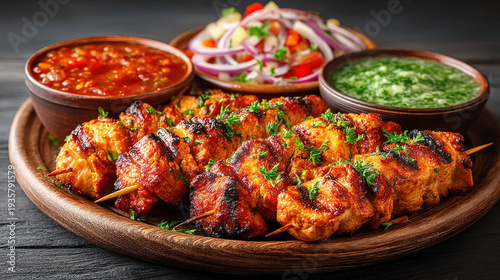 Chicken kabab skewers grilled