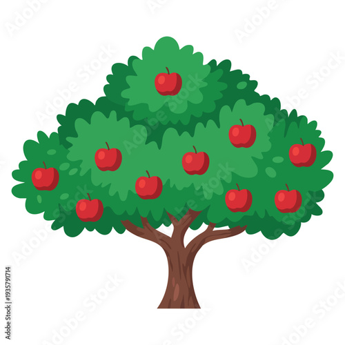 Fruit tree flat icon organic apple cultivation vector illustration agricultural farming concept symbol