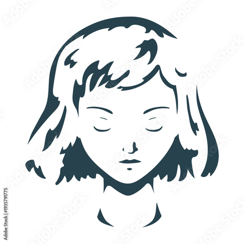Woman face hair detailed silhouette