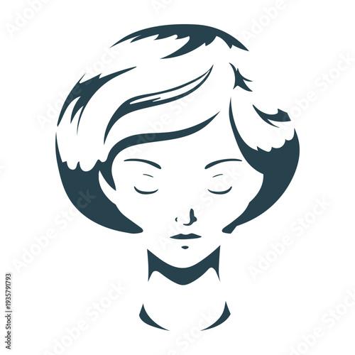 Woman hair bob cut face detailed silhouette