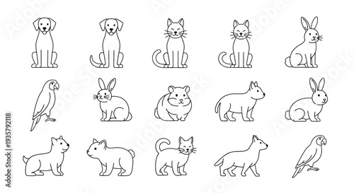 Various Simple Animal Illustrations.