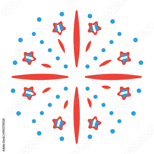 Salute beam firework star ray badge sticker