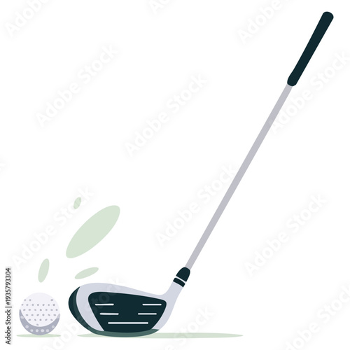 Golf stick clipart with golf club and ball simple watercolor style vector illustration isolated on white background sports themed design