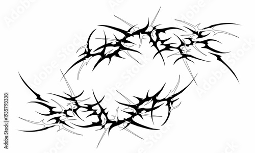 neo tribal cyber gothic abstract symmetrical shapes blackwork styles vector design for tattoo, streetwear, dark aesthetics decoration