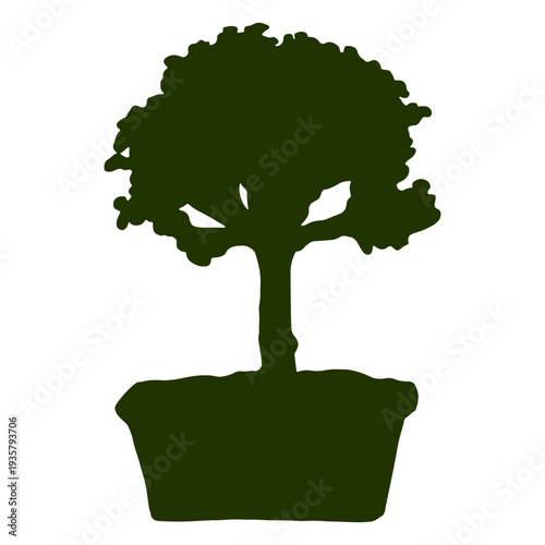 Bonsai pot trunk silhouette