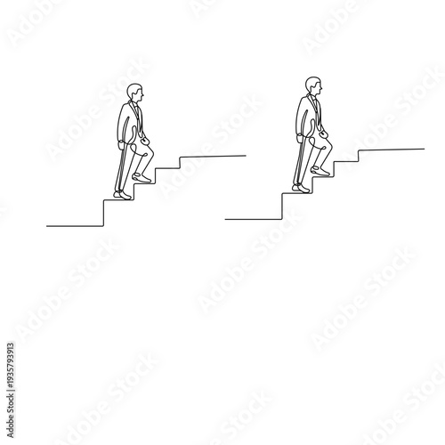 Continuous line drawing of staircase steps for success concept
