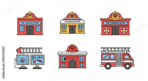 Fire Command Center minimal abstract style vector