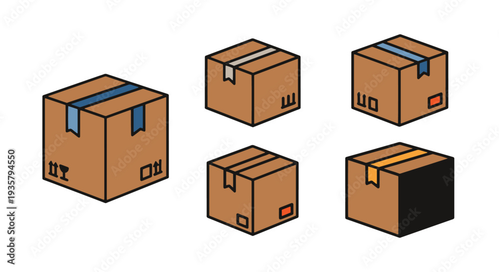 Fototapeta premium Packing Box Line art vector soft abstract style illustration