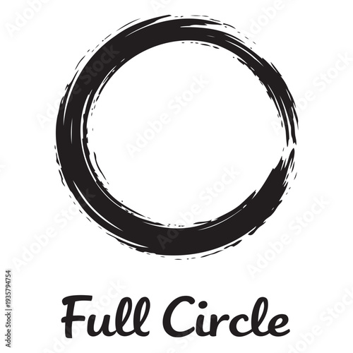 Handdrawn abstract ens circle design representing wholeness and perfection isolated illustration