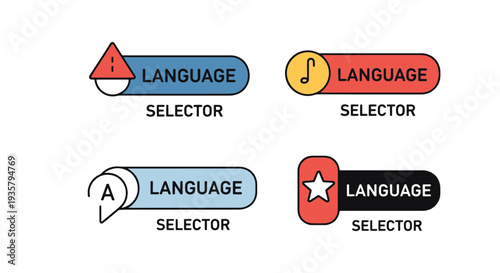 Language Selector colorful modern art vector