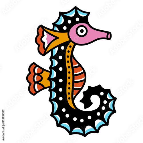 Sea horse oldschool stroke hippocampus tatto