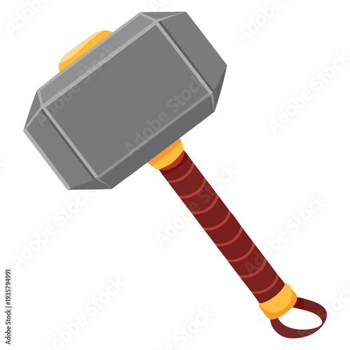 Hammer of Thor illustration isolated on white vector graphic suitable for mythology fantasy hero weapon and legend inspired creative designs