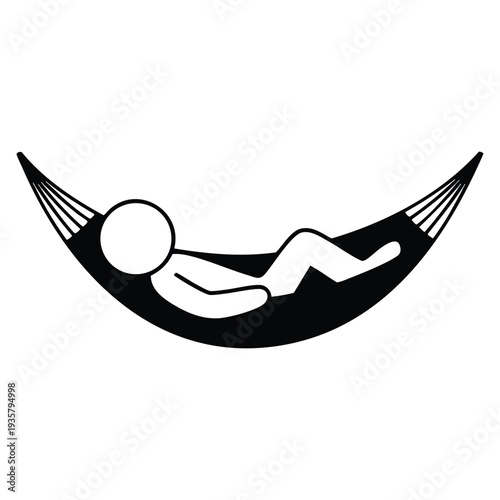 Hammock icon flat design person lying vector illustration suitable for relaxation vacation leisure summer  and travel concept