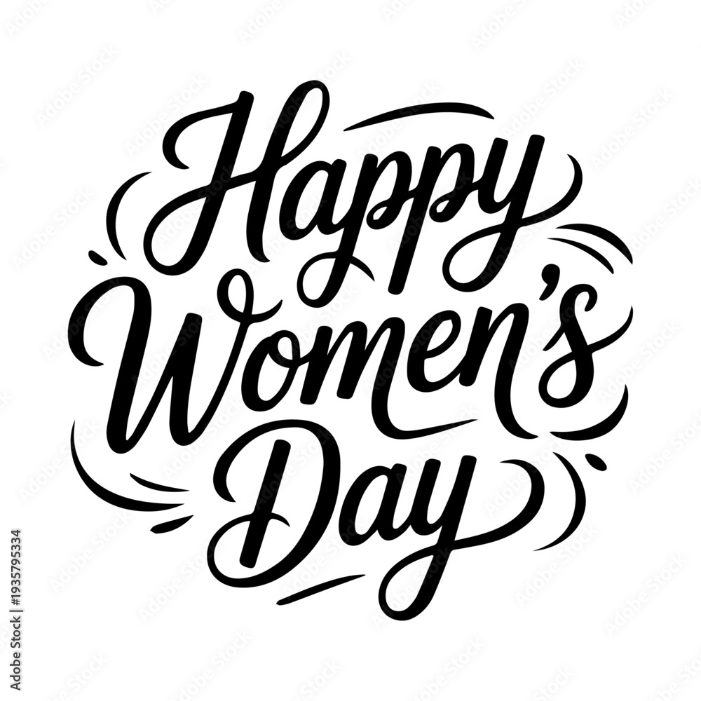 Naklejka premium Happy women day calligraphy , Happy women day typography, Happy women day lettering