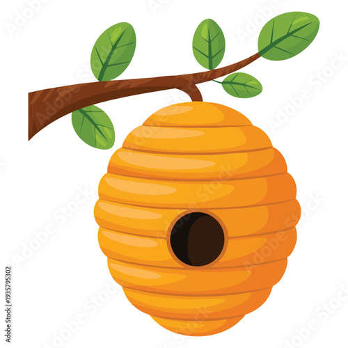 Hand drawn bee hive vector illustration in natural style, perfect for honey production themes, beekeeping graphics and organic farm design projects
