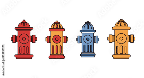 Fire Hydrant Line abstract colorful art illustration