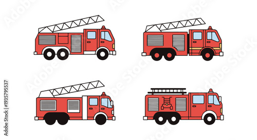 Fire Truck Line art modern soft tone illustration