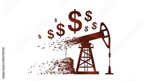 Oil Pumpjack with Dollars.