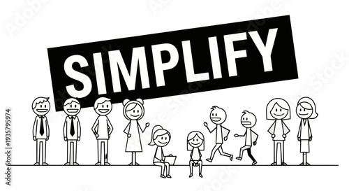 Simplify Concept with Diverse People Illustration.