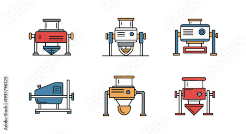 Fish feeder machine Line art colorful shape vector illustration