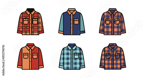 Flannel Shirt Line art vector soft tone illustration