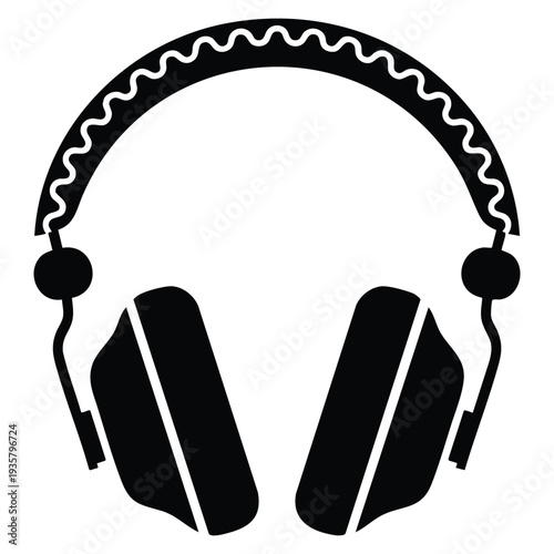 Headphone icon image in simple vector style isolated on background suitable for audio music streaming podcast and sound device themed designs