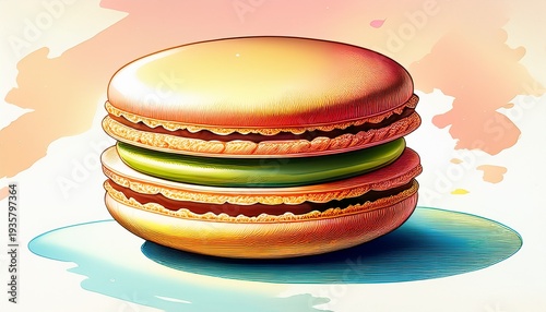 illustrated dessert macaron