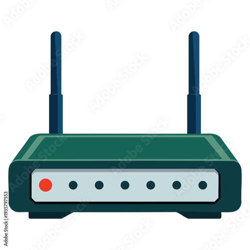High speed wireless wifi router technology flat color vector illustration template design for internet provider network device branding or smart home concept