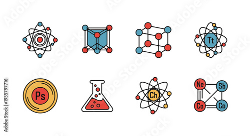 Periodic Table Line clean fresh color illustration