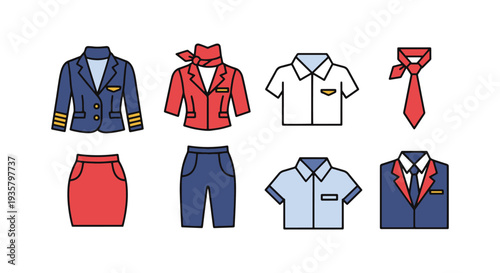 Flight Attendant Uniform Line minimal abstract design illustration