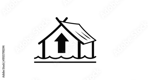 Flood Shelter Line soft tone color vector