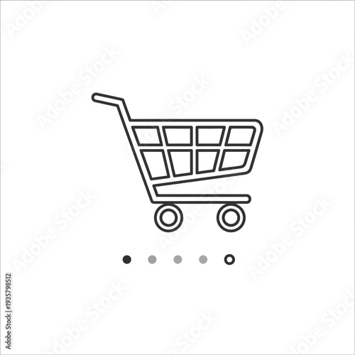 Shopping Cart with Loading Dots Icon: Symbolizing online shopping progress, loading e-commerce sites, or items being added to a cart.