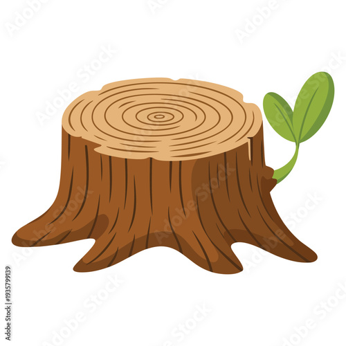 Illustration of a stump with sprouts symbolizing growth renewal and nature recovery ideal for environment ecology forest and sustainability themed designs