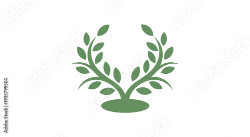 Green plant symbol on white background