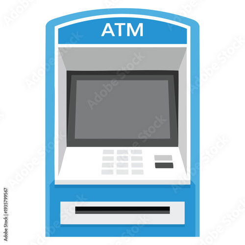 Illustration of automated teller machine ATM ideal for financial service branding banking education materials digital payment and cash access visuals